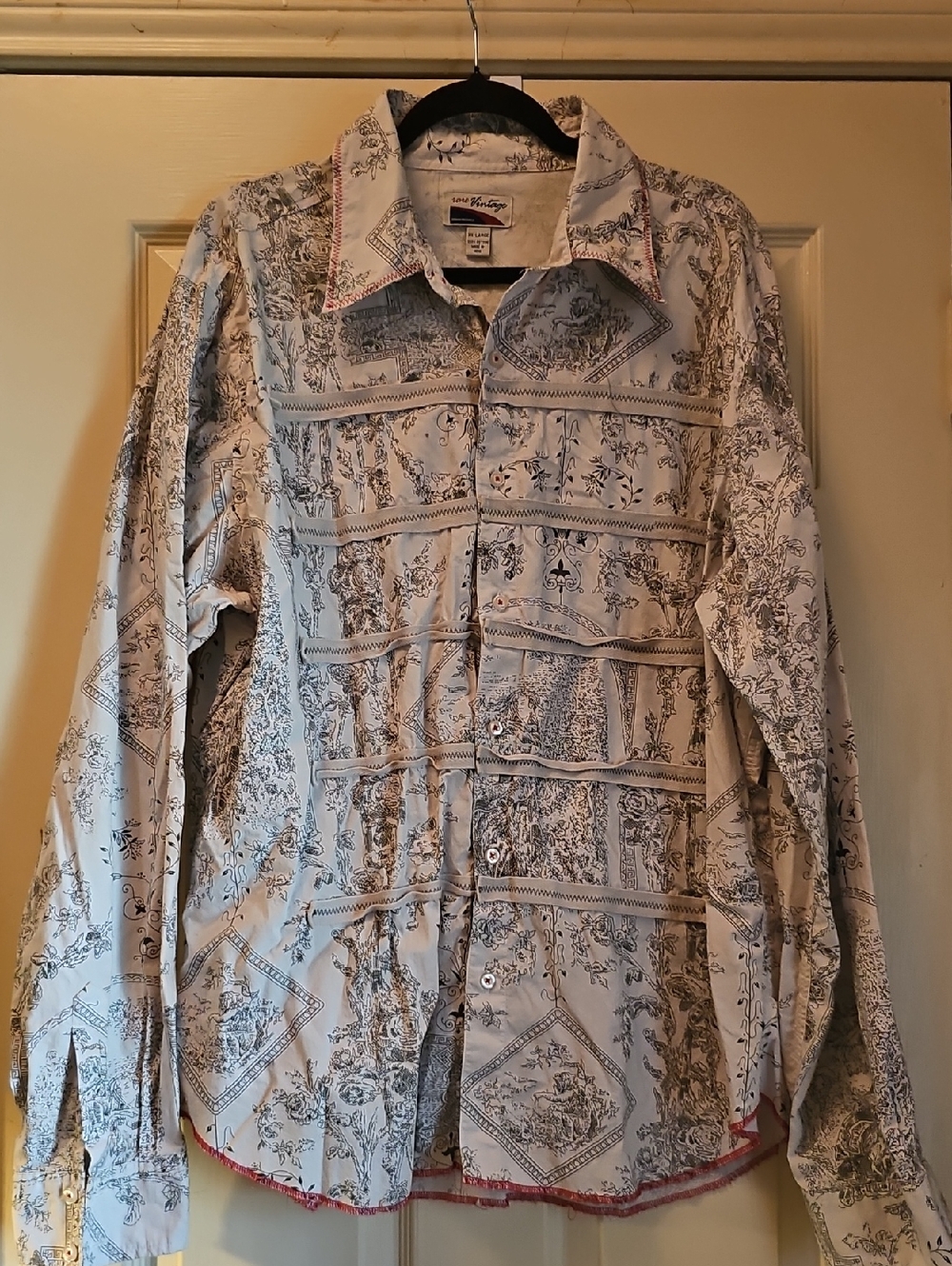 Vintage White & Gray Printed Lightweight Shirt Jacket
